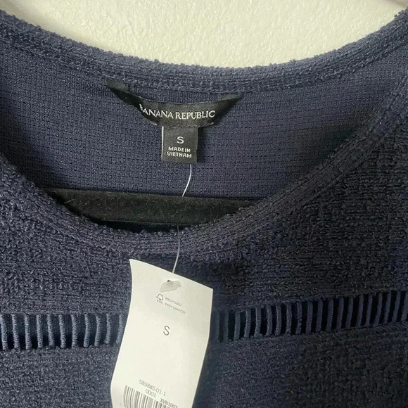 NWT Banana Republic navy classic knit tank top with lace & fringe Small - Picture 5 of 7